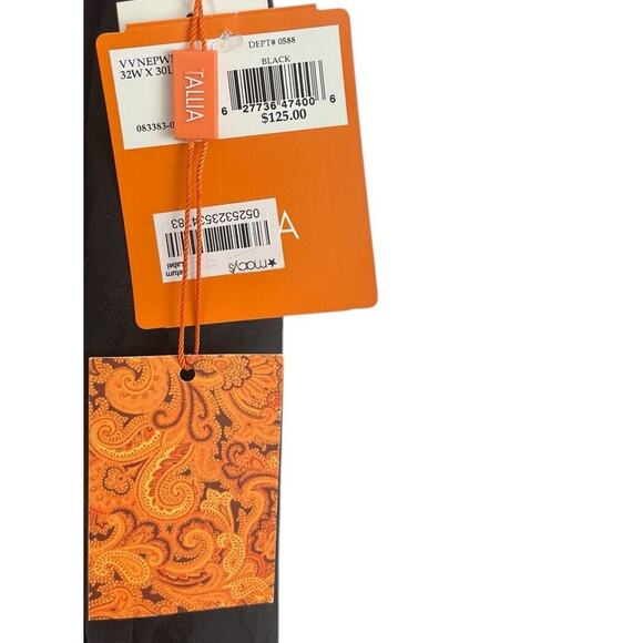 Tallia Pants Men's Black Bird Print Tonal Suit Dress SlimFit 32 NWT Quiet Luxury - Picture 6 of 12